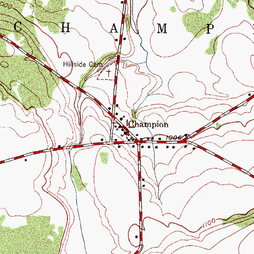 Topographic Map of Champion, NY