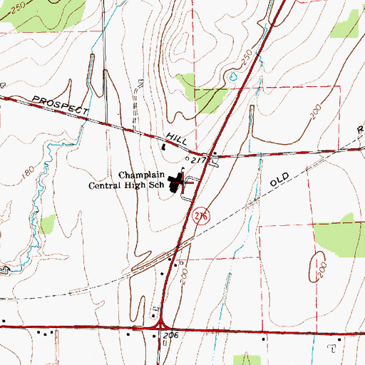 Topographic Map of Champlain Central High School, NY