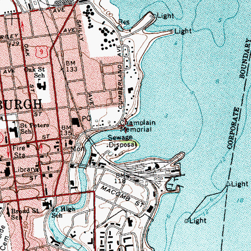 Topographic Map of Champlain Memorial, NY
