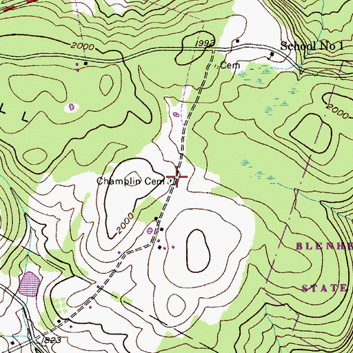Topographic Map of Champlin Cemetery, NY