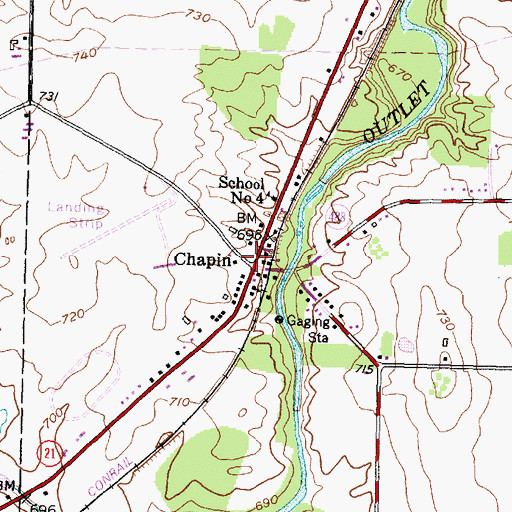 Topographic Map of Chapin, NY