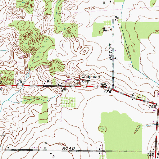Topographic Map of Chapman Cemetery, NY