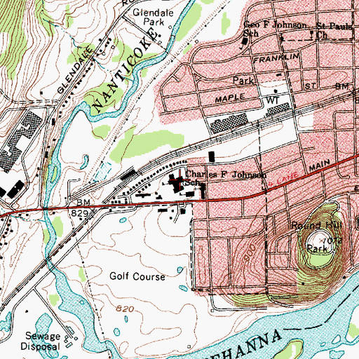 Topographic Map of Charles F Johnson School, NY
