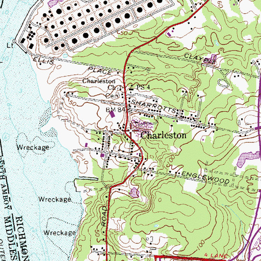 Topographic Map of Charleston, NY