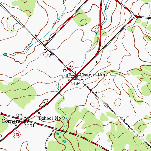 Topographic Map of Charleston, NY
