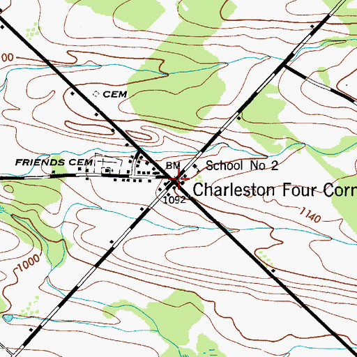 Topographic Map of Charleston Four Corners, NY