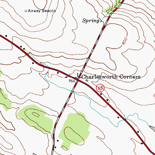 Topographic Map of Charlesworth Corners, NY