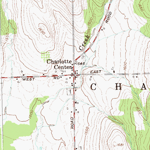 Topographic Map of Charlotte Center, NY