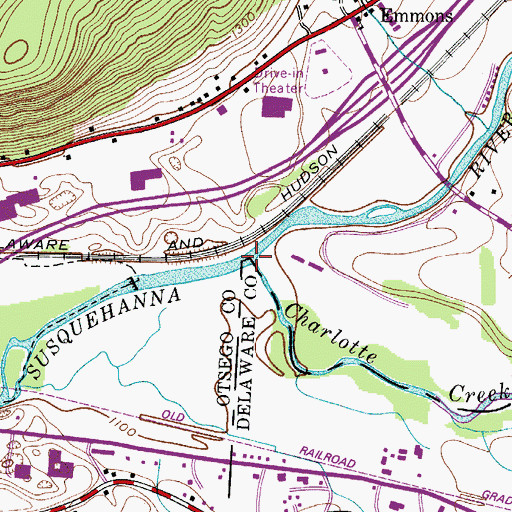 Topographic Map of Charlotte Creek, NY