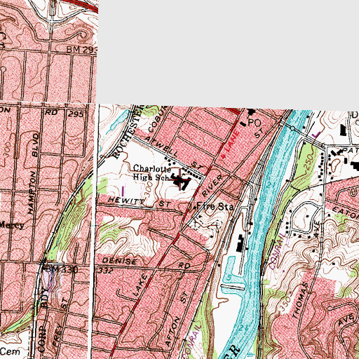 Topographic Map of Charlotte High School, NY