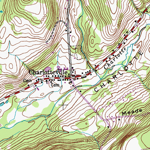 Topographic Map of Charlotteville, NY