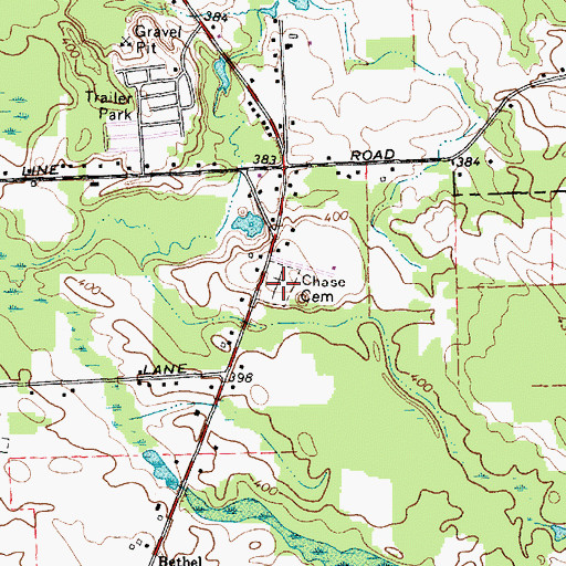 Topographic Map of Chase Cemetery, NY