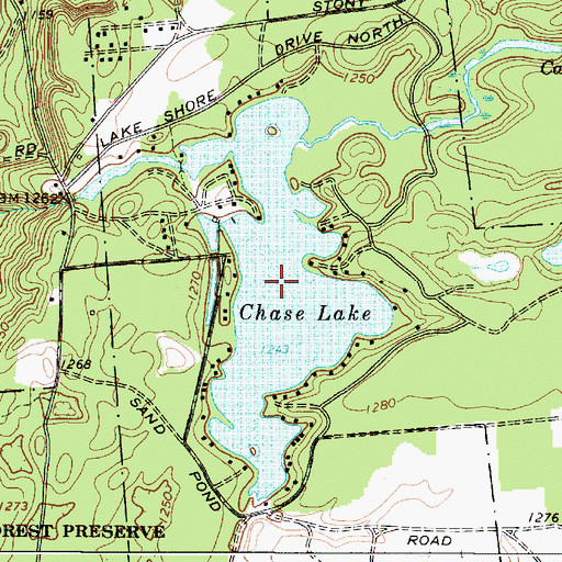 Topographic Map of Chase Lake, NY