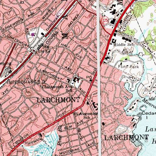 Topographic Map of Chatsworth Avenue School, NY