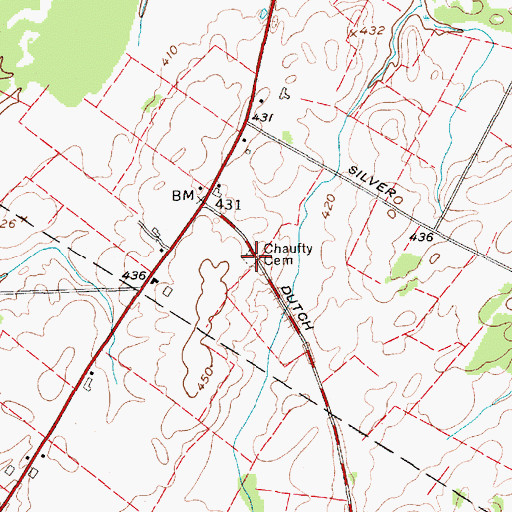 Topographic Map of Chaufty Cemetery, NY