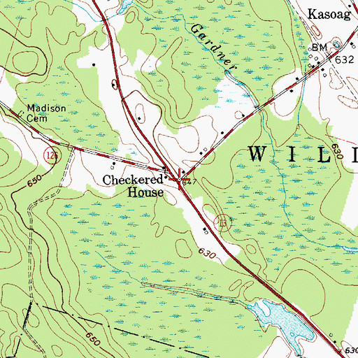 Topographic Map of Checkered House, NY