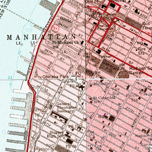 Topographic Map of Chelsea Park, NY