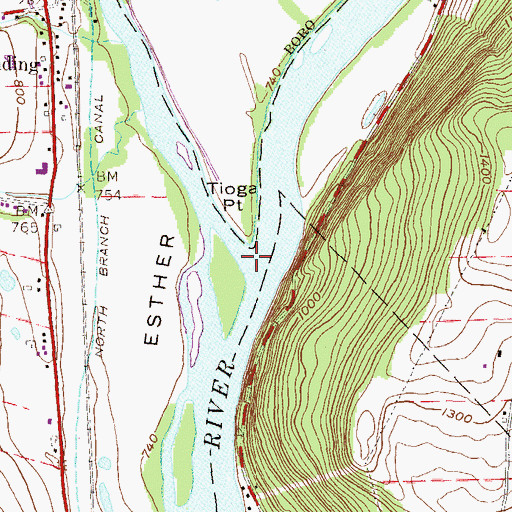 Topographic Map of Chemung River, PA