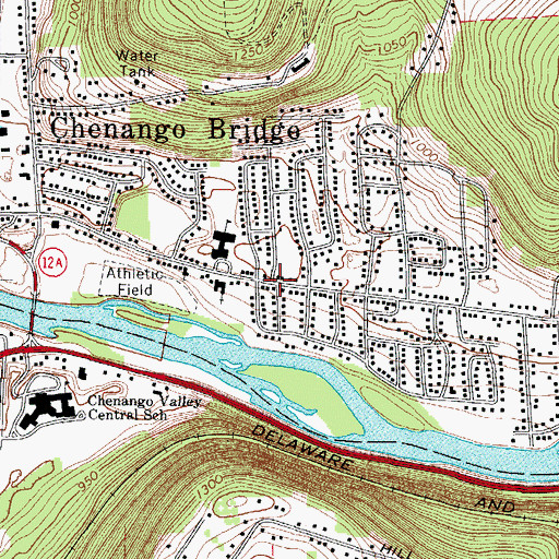 Topographic Map of Chenango Bridge, NY