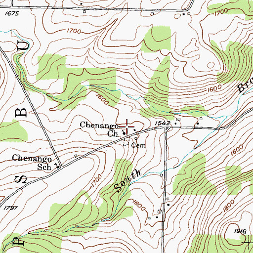 Topographic Map of Chenango Church, NY