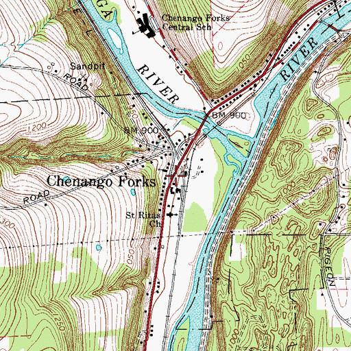 Topographic Map of Chenango Forks, NY