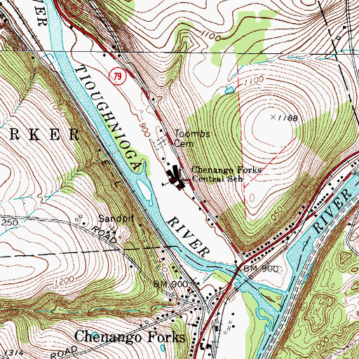 Topographic Map of Chenango Forks Central School, NY