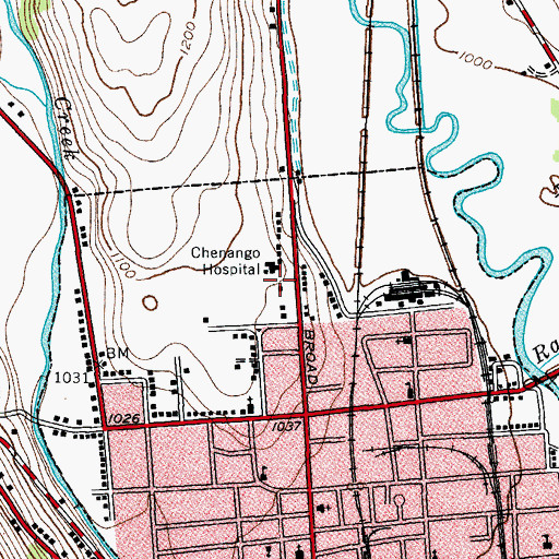 Topographic Map of Chenango Memorial Hospital, NY
