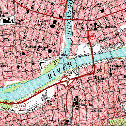 Topographic Map of Chenango River, NY