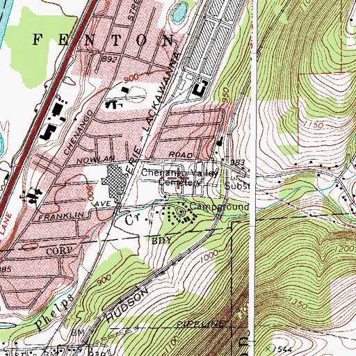 Topographic Map of Chenango Valley Cemetery, NY