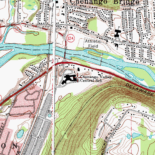 Topographic Map of Chenango Valley Central School, NY