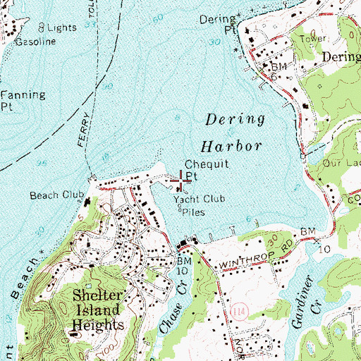 Topographic Map of Chequit Point, NY
