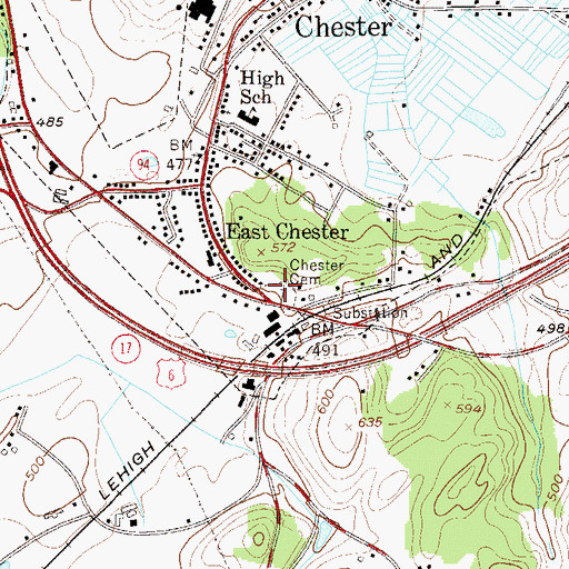 Topographic Map of Chester Cemetery, NY