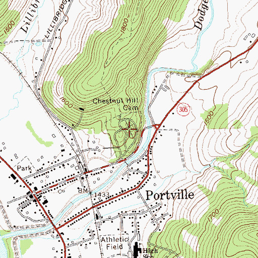 Topographic Map of Chestnut Hill Cemetery, NY
