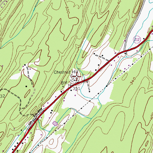 Topographic Map of Chestnut Hill Cemetery, NY