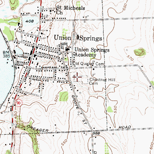 Topographic Map of Chestnut Hill Cemetery, NY