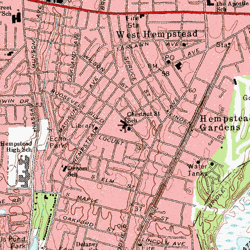 Topographic Map of Chestnut Street Elementary School, NY