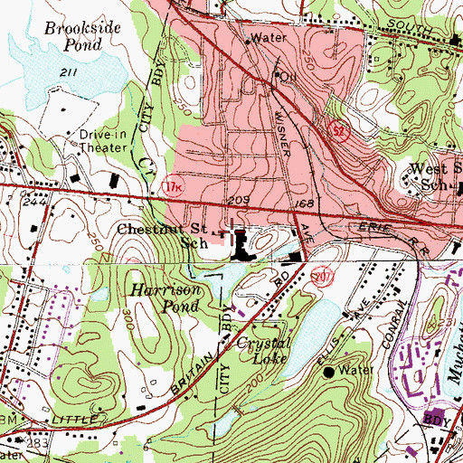 Topographic Map of Chestnut Street School, NY