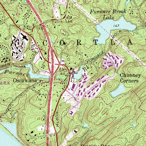 Topographic Map of Chimney Corners, NY