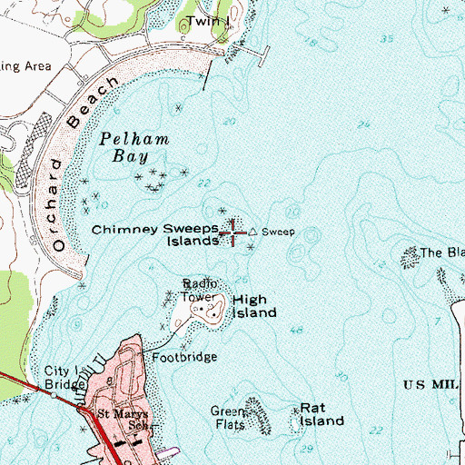Topographic Map of Chimney Sweeps Islands, NY
