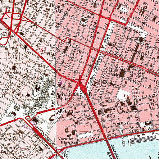 Topographic Map of Chinatown, NY