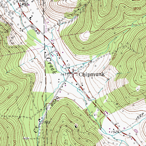 Topographic Map of Chipmunk, NY