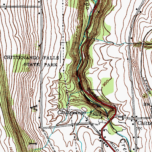 Topographic Map of Chittenango Falls State Park, NY
