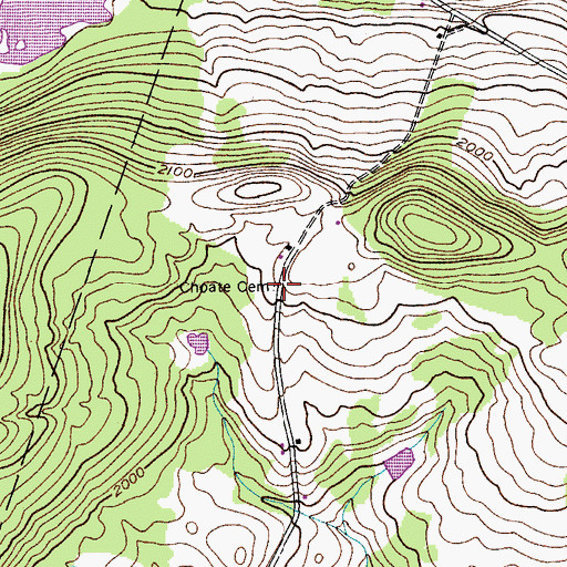 Topographic Map of Choate Cemetery, NY