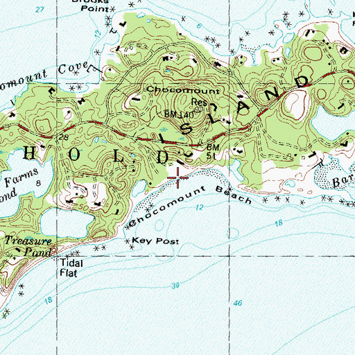 Topographic Map of Chocomount Beach, NY