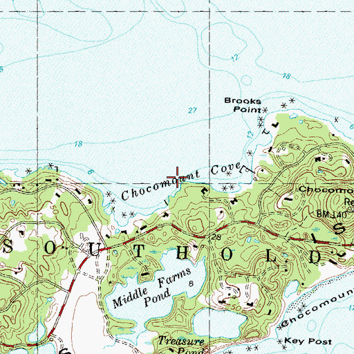 Topographic Map of Chocomount Cove, NY