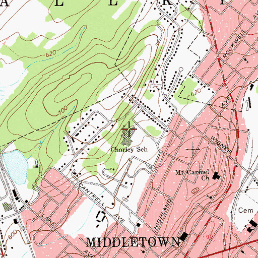 Topographic Map of Chorley School, NY