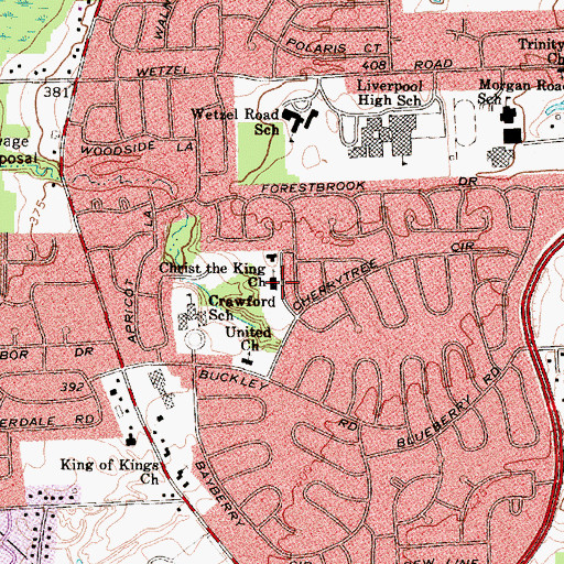 Topographic Map of Christ the King Church, NY