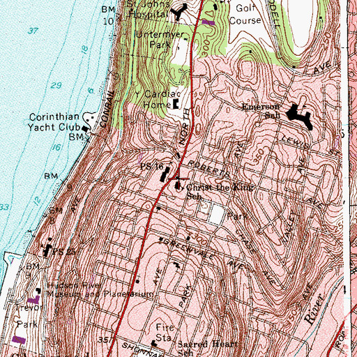 Topographic Map of Christ the King School, NY