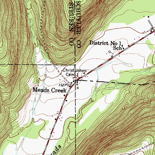 Topographic Map of Christ Johns Cemetery, NY