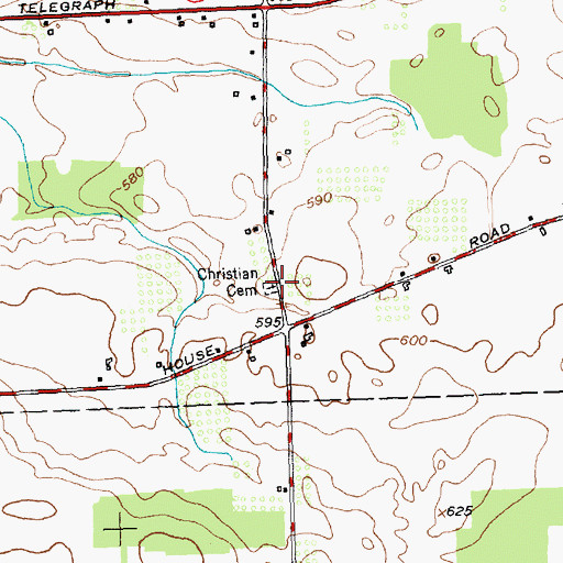 Topographic Map of Christian Cemetery, NY